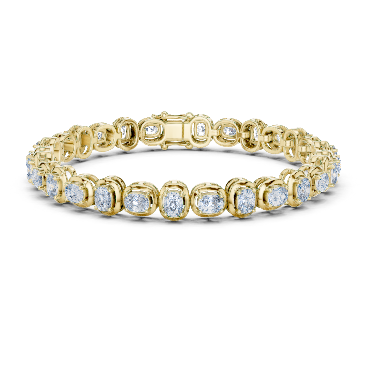 RKC 925 স্টার্লিং সিলভার 0.39Ct Moissanite মহিলাদের ব্রেসলেট 14K হলুদ সোনার প্রলেপ Wt 11.50gm