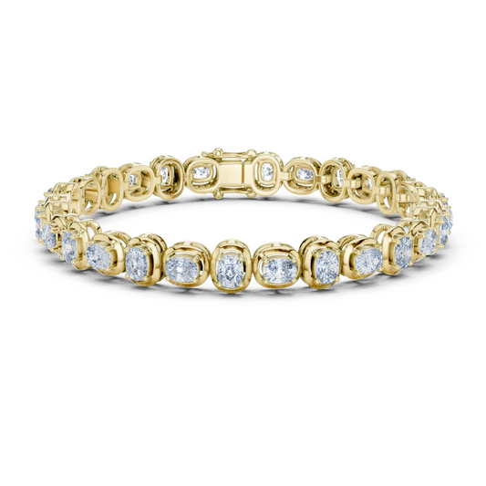 925 Silver Cushion Bezel-Style Moissanite Tennis Bracelet 14k Gold Plated