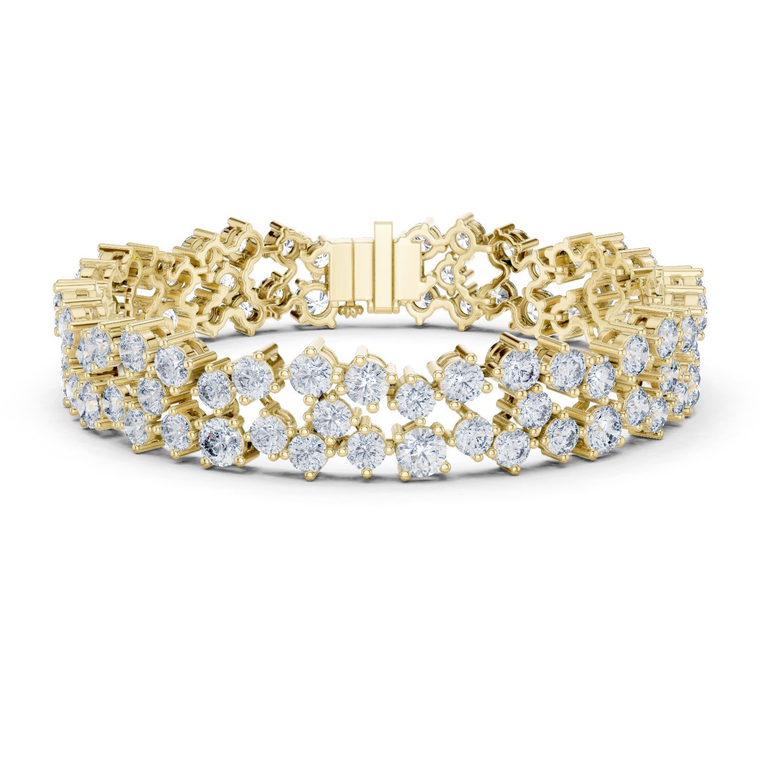 925 Silver Round Moissanite Tennis Bracelet 14K Gold Plated