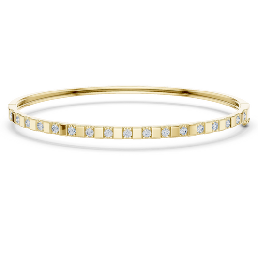 925 Silver Moissanite Minimalist Station Bangle Bracelet 14K Gold Plated