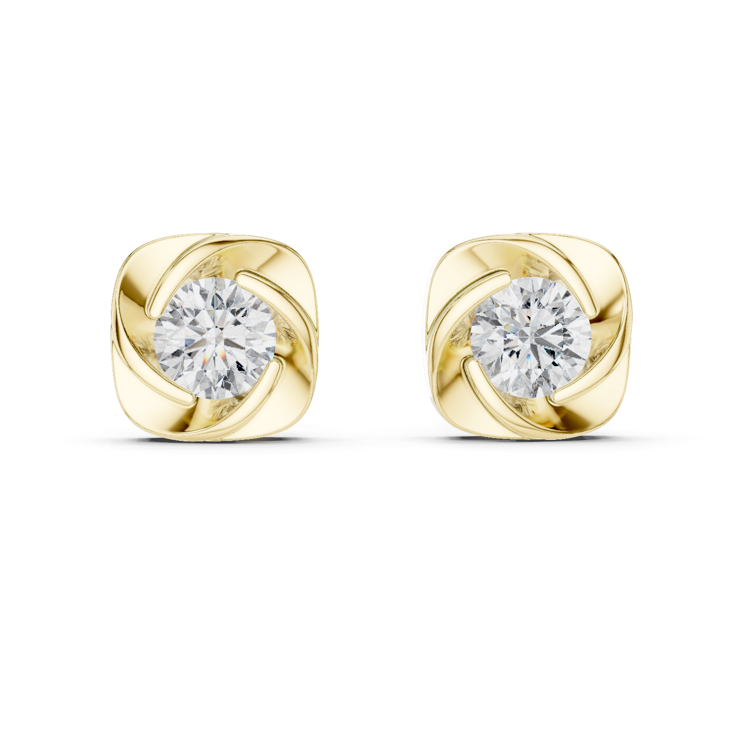 925 Silver 2 CT Swirl / Pinwheel Solitaire Moissanite Stud Earrings 14k Gold Plated