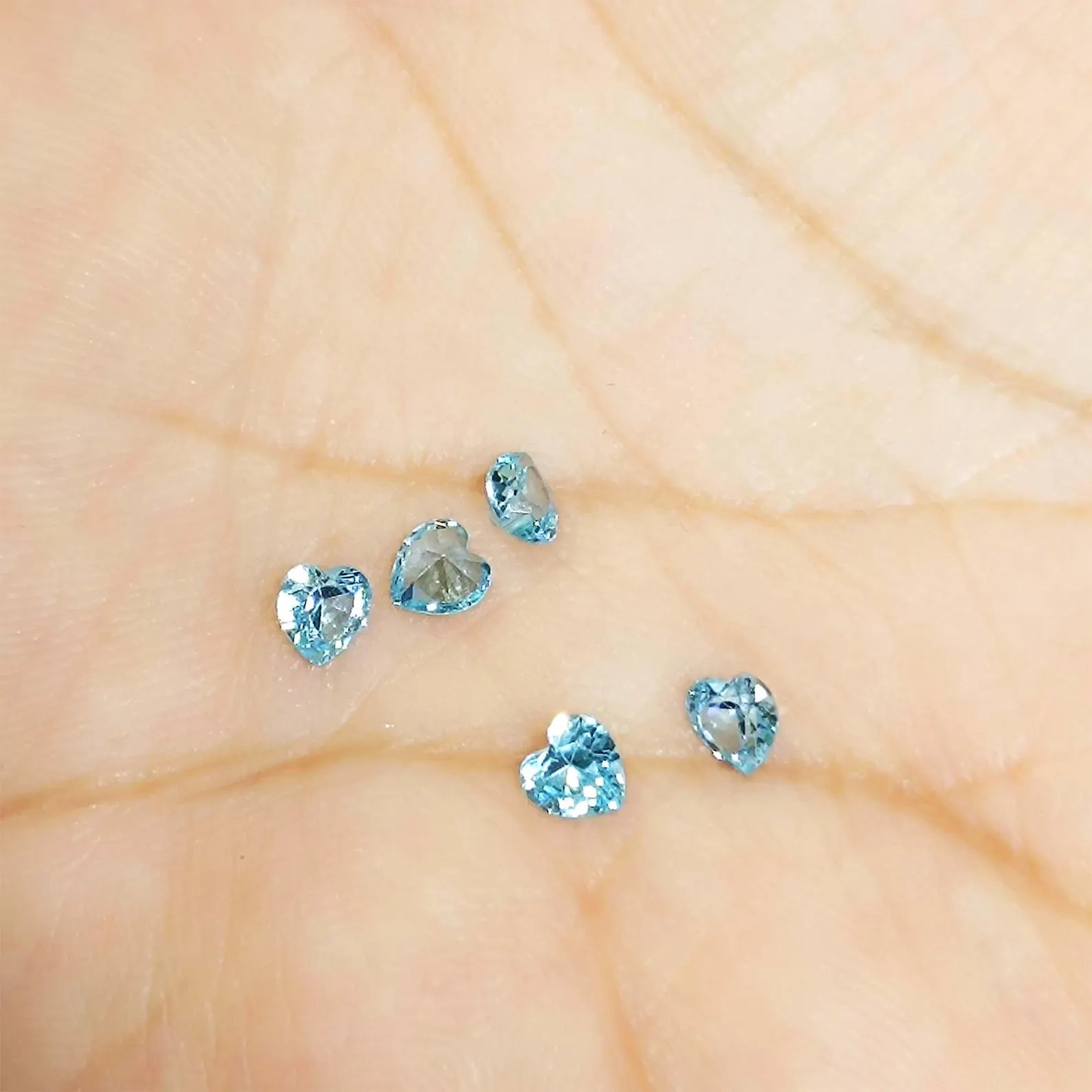 3mm Heart Aquamarine , Loose Stone, (5 Pieces)