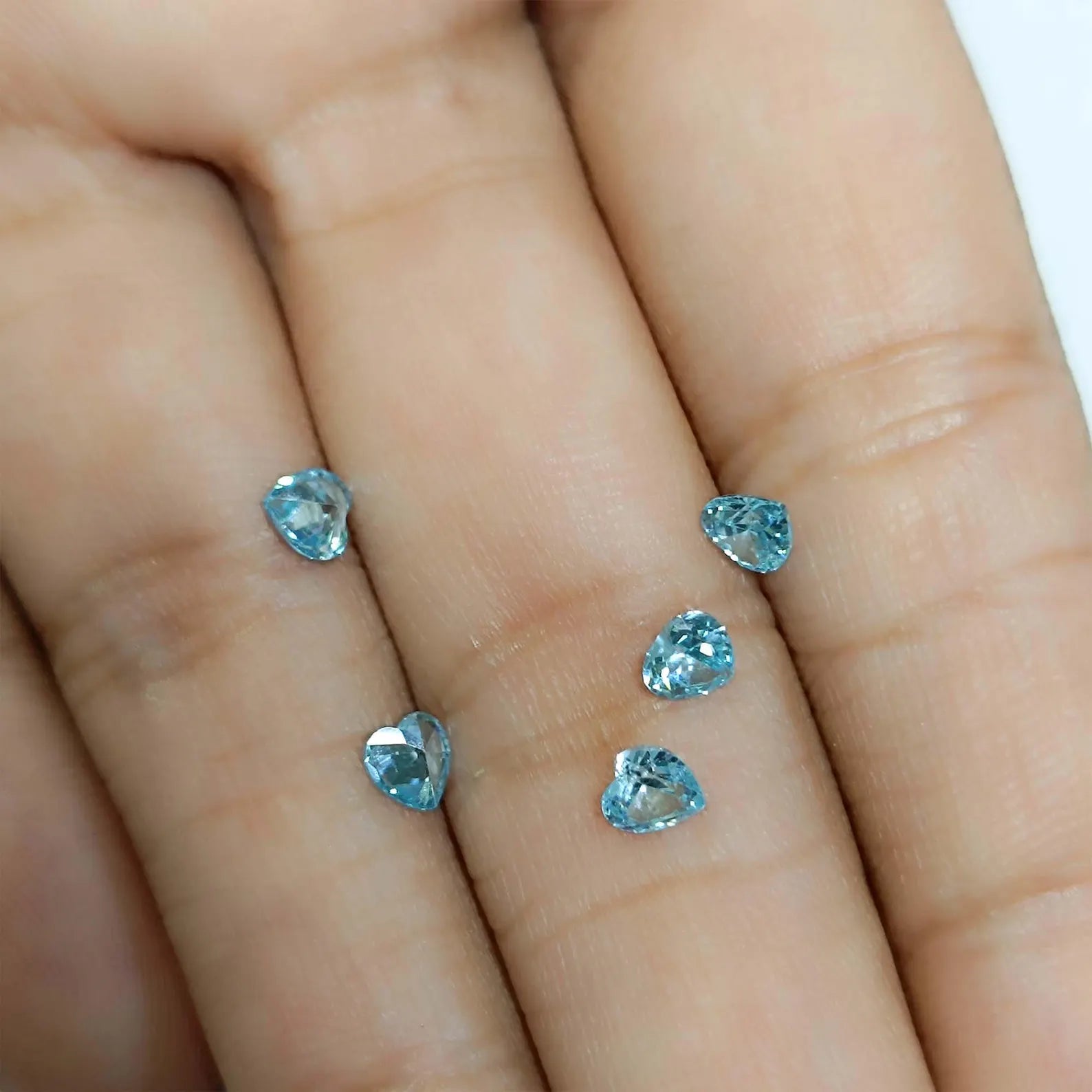 3mm Heart Aquamarine , Loose Stone, (5 Pieces)