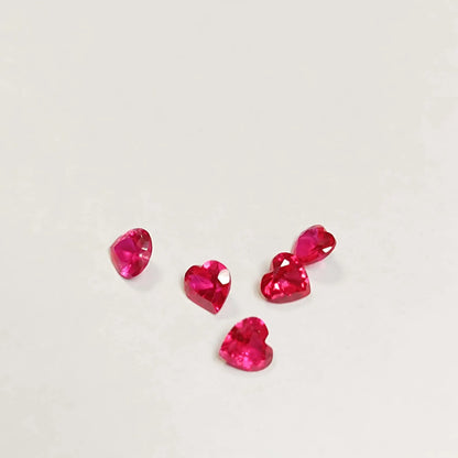 Pink Sapphire Heart Cut Shape Loose Stones Gemstones 5 Pcs
