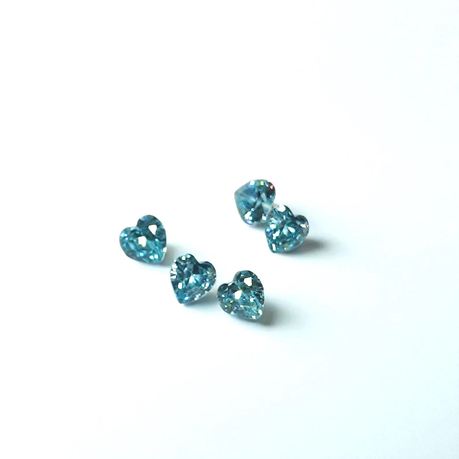 3mm Heart Aquamarine , Loose Stone, (5 Pieces)