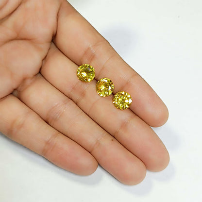 Yellow Citrine Loose Gemstone, 3PCS Round Cut (2-10 mm)