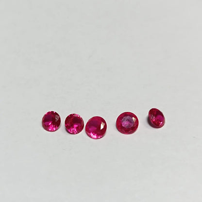 Pink Ruby Round Faceted Gemstone Brilliant Ruby Gem 5Pcs