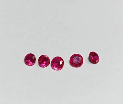 Pink Ruby Round Faceted Gemstone Brilliant Ruby Gem 5Pcs