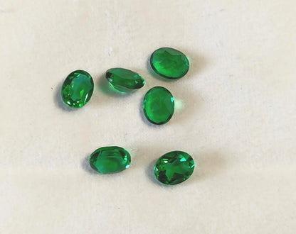 Emerald Green Oval Shape Loose Stones Gemstones 4 Pcs Lot