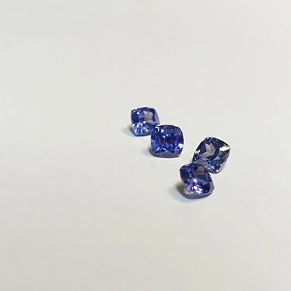 Tanzanite Gemstone, 6mm Cushion Cut, 4 Pcs