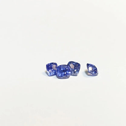 Tanzanite Gemstone, 6mm Cushion Cut, 4 Pcs