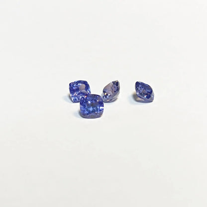 Tanzanite Gemstone, 6mm Cushion Cut, 4 Pcs
