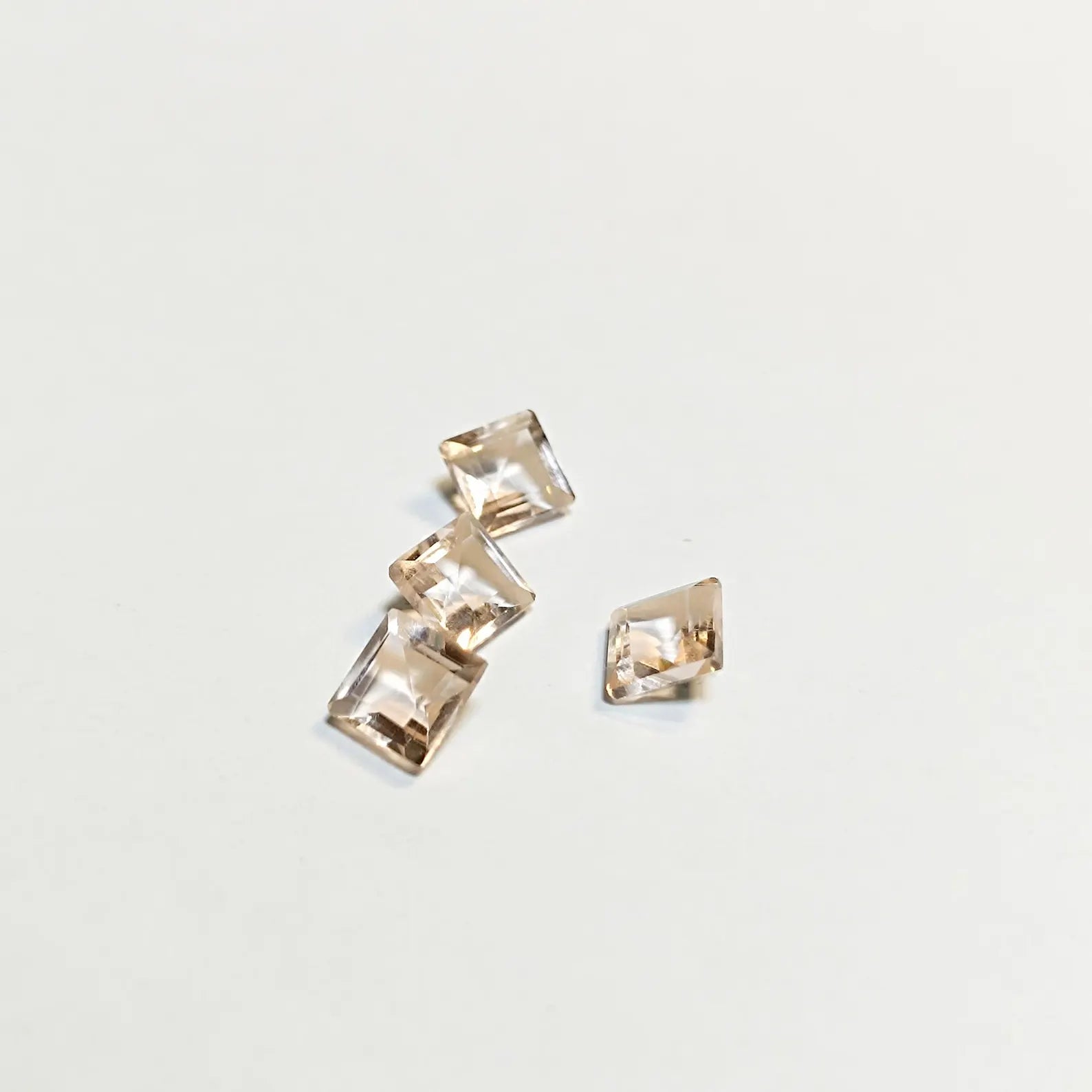 6mm Light Peach Morganite Gemstones, Square Cut, Jewelry Making (4 Pcs)