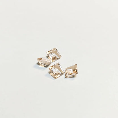 6mm Light Peach Morganite Gemstones, Square Cut, Jewelry Making (4 Pcs)