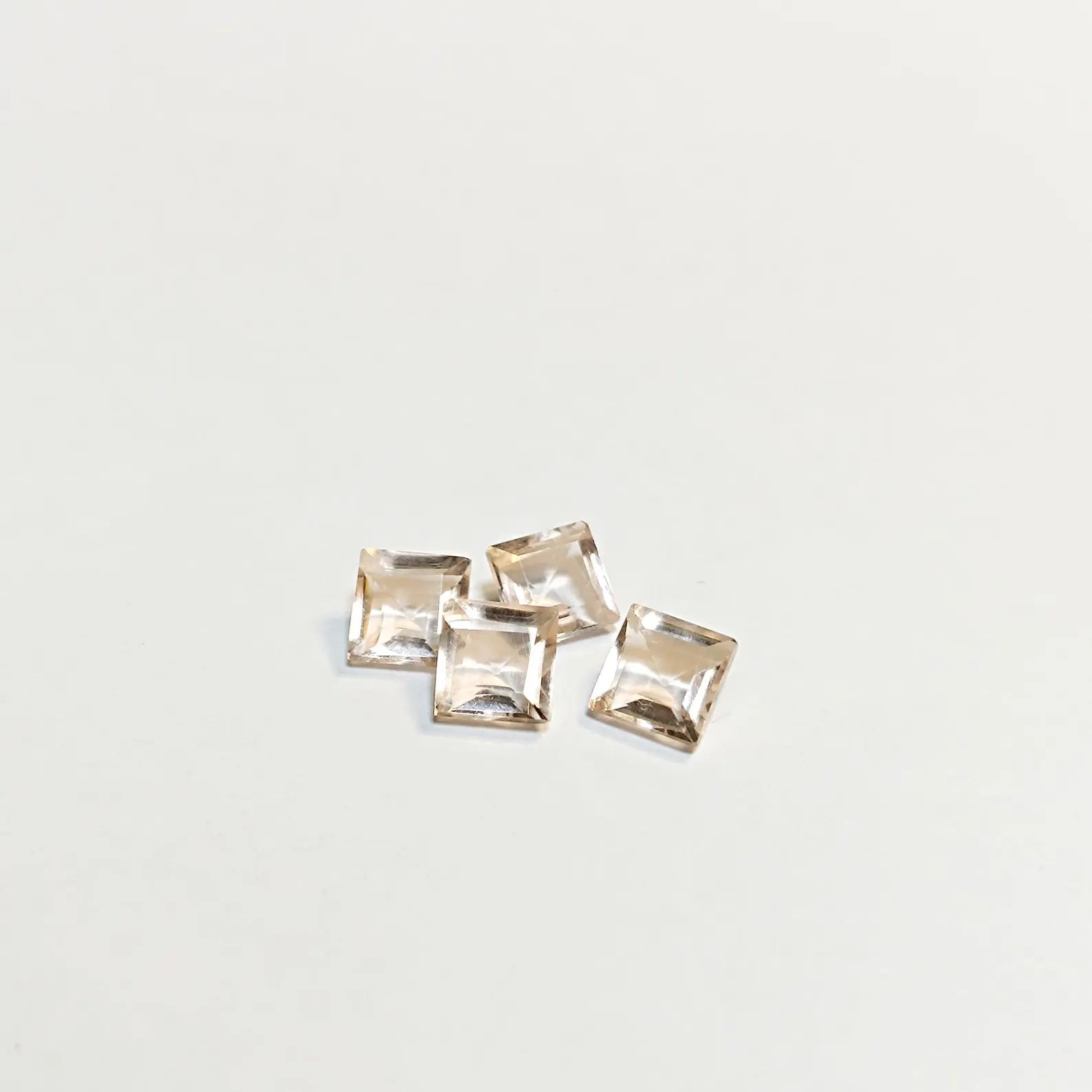 6mm Light Peach Morganite Gemstones, Square Cut, Jewelry Making (4 Pcs)