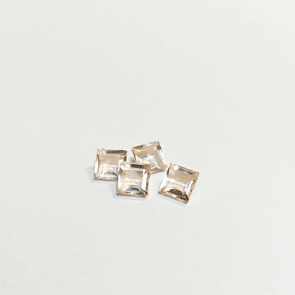 6mm Light Peach Morganite Gemstones, Square Cut, Jewelry Making (4 Pcs)