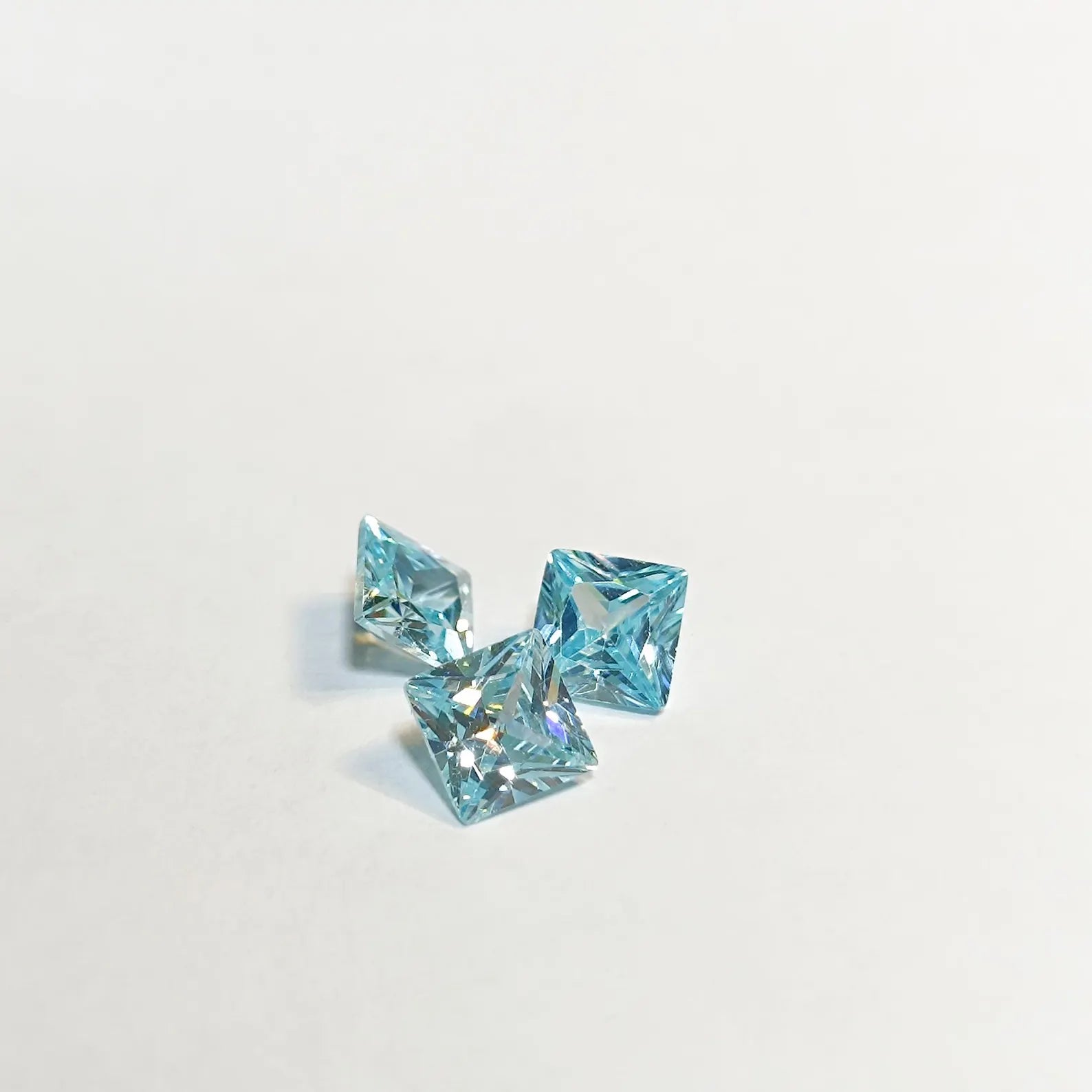 6 MM Sky Blue Aquamarine 3 PCS Princess Cut