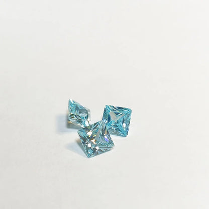 6 MM Sky Blue Aquamarine 3 PCS Princess Cut