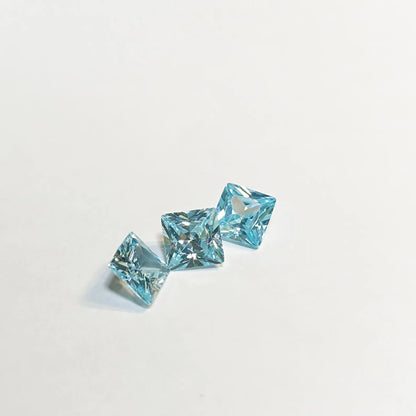 6 MM Sky Blue Aquamarine 3 PCS Princess Cut