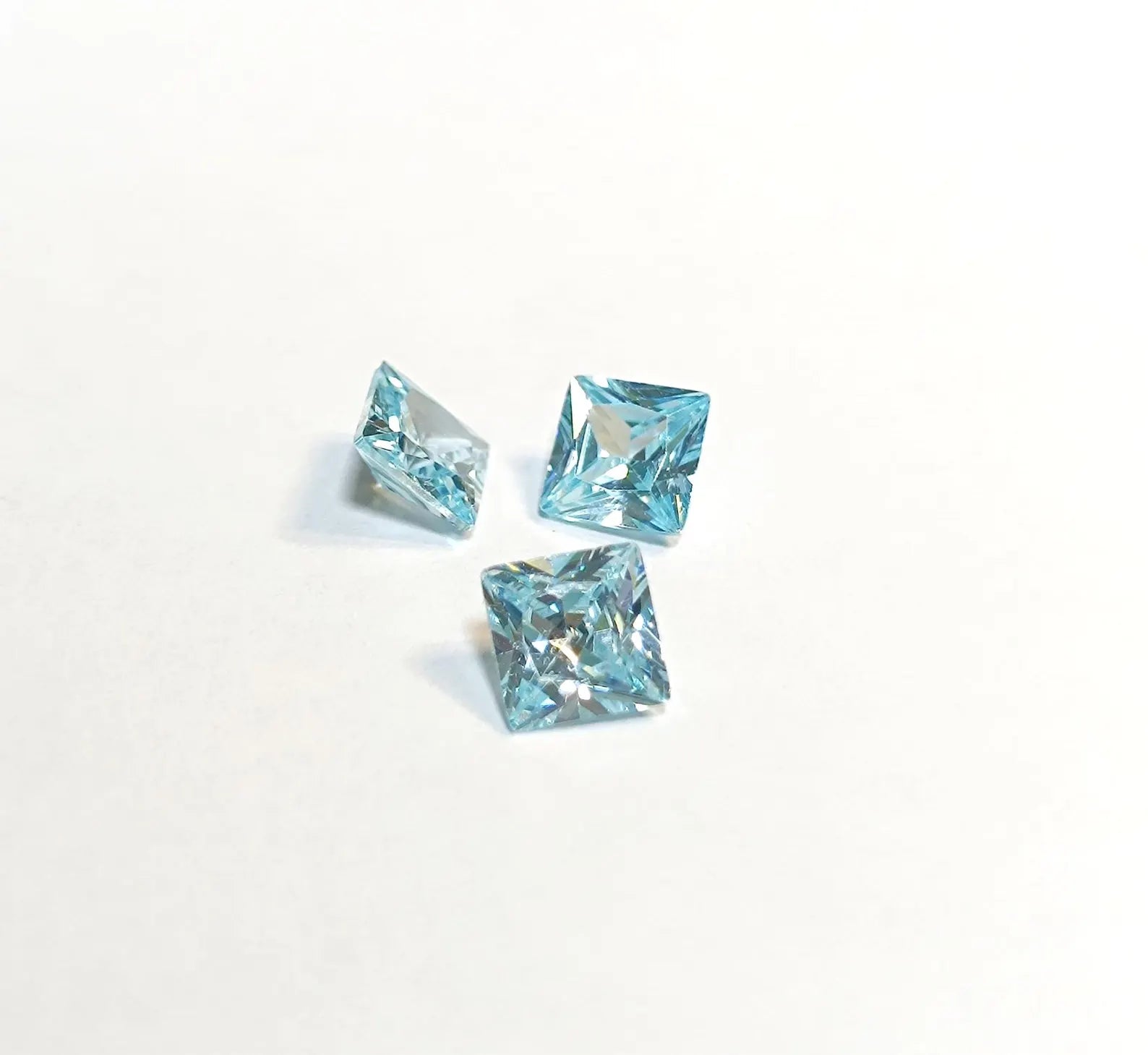 6 MM Sky Blue Aquamarine 3 PCS Princess Cut