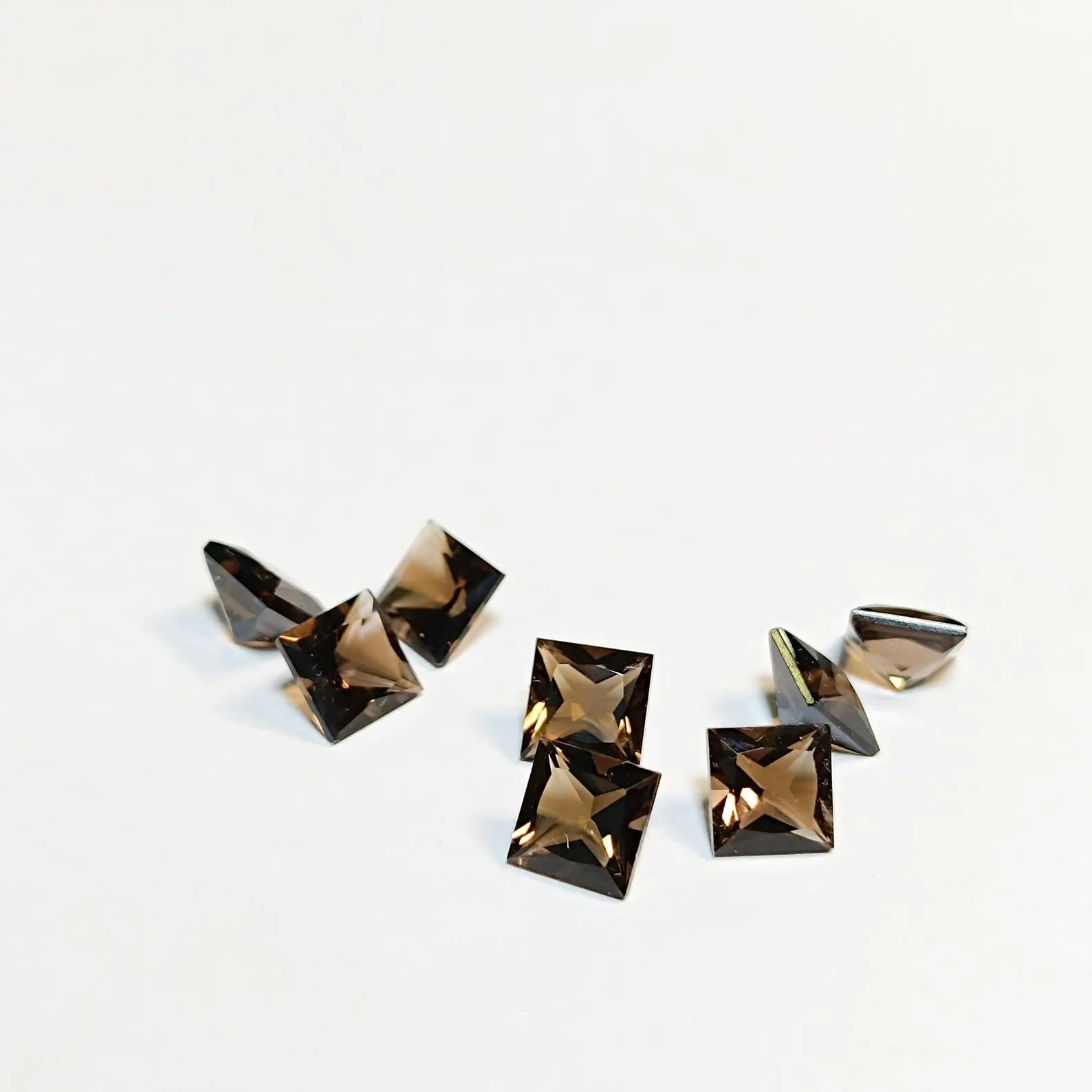 Princess Cut Smoky Quartz Gemstone Lot 8pcs Square