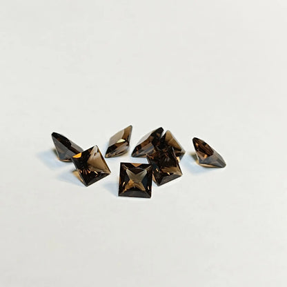 Princess Cut Smoky Quartz Gemstone Lot 8pcs Square