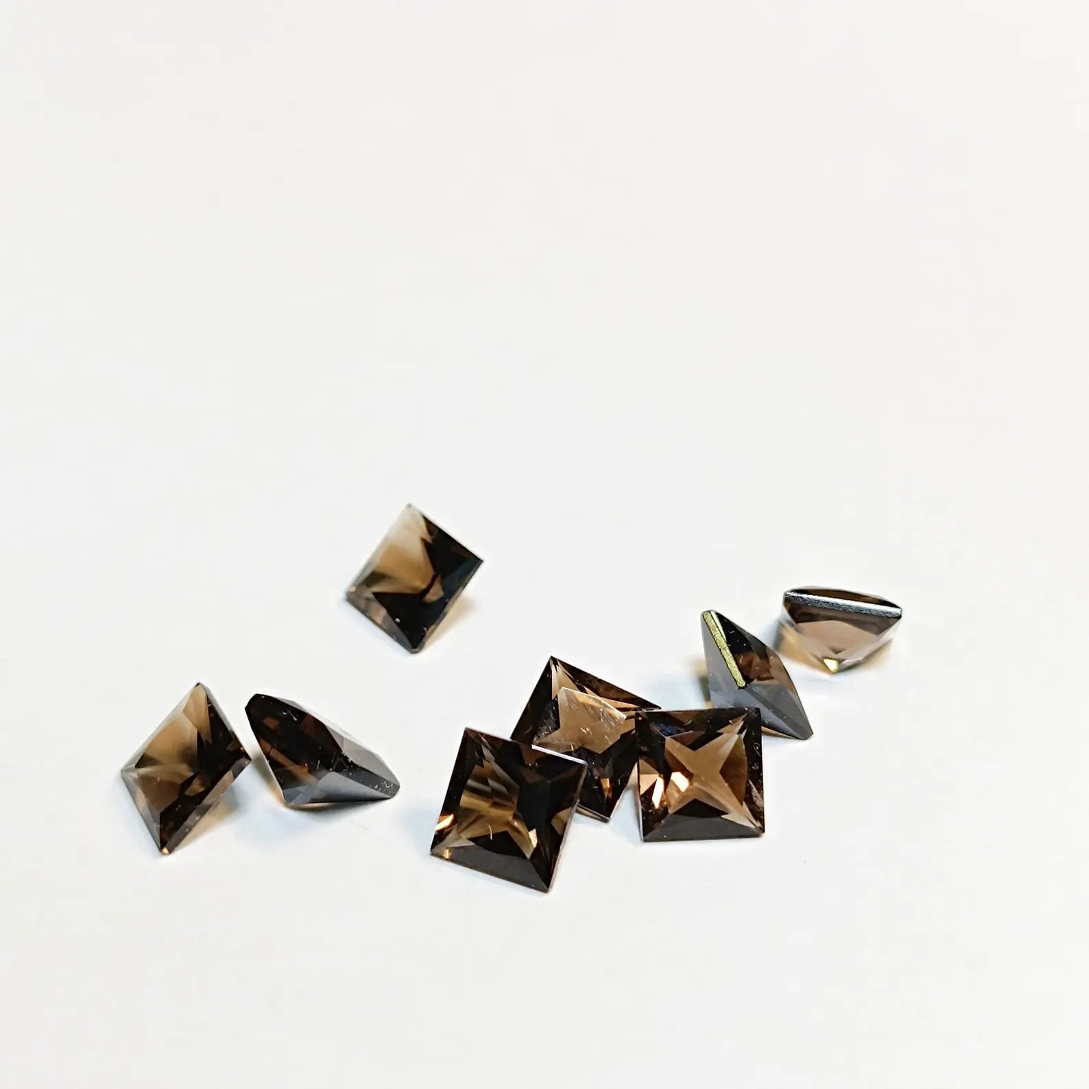 Princess Cut Smoky Quartz Gemstone Lot 8pcs Square