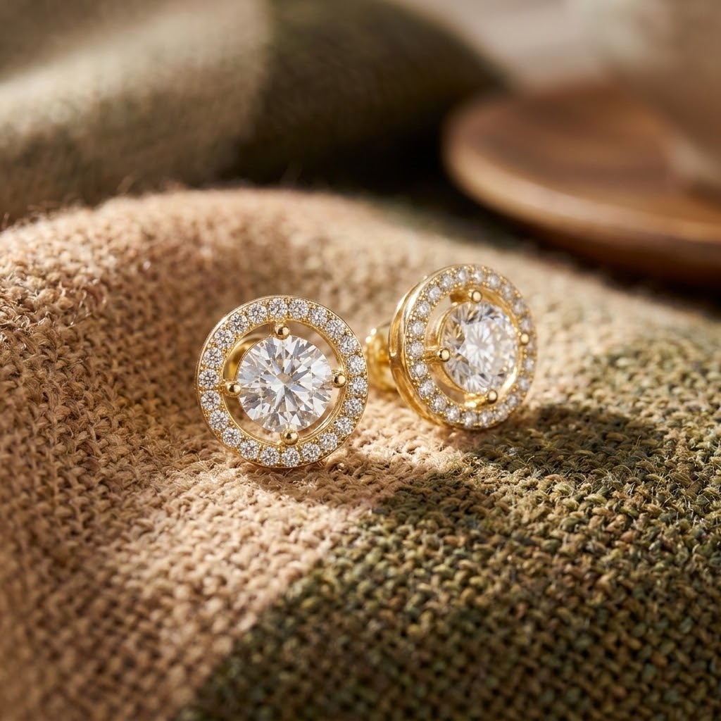 925 Silver 2.52 CT Moissanite Floating Halo Stud Earrings 14k Gold Plated