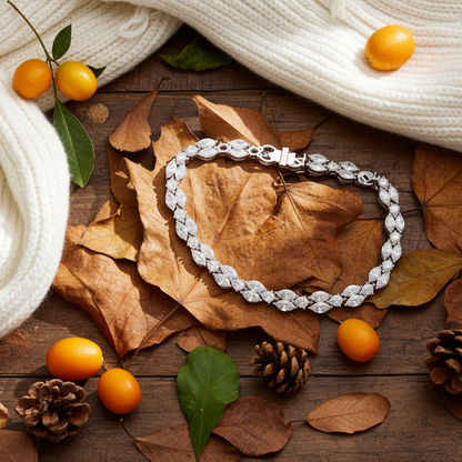 925 Silver Marquise Moissanite Leaf Vine Tennis Bracelet – 14k Gold Plated