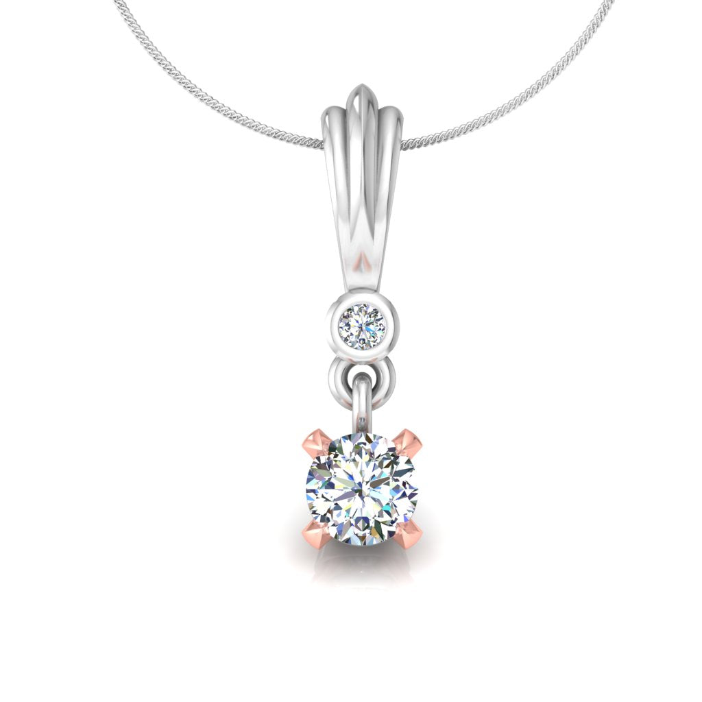 RKC Tropfenanhänger aus 925er-Sterlingsilber, 0,50 Karat, Rundschliff-Moissanit, 14 Karat zweifarbig vergoldet, 2,6 Gramm mit 16 mm