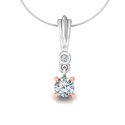 RKC Tropfenanhänger aus 925er-Sterlingsilber, 0,50 Karat, Rundschliff-Moissanit, 14 Karat zweifarbig vergoldet, 2,6 Gramm mit 16 mm