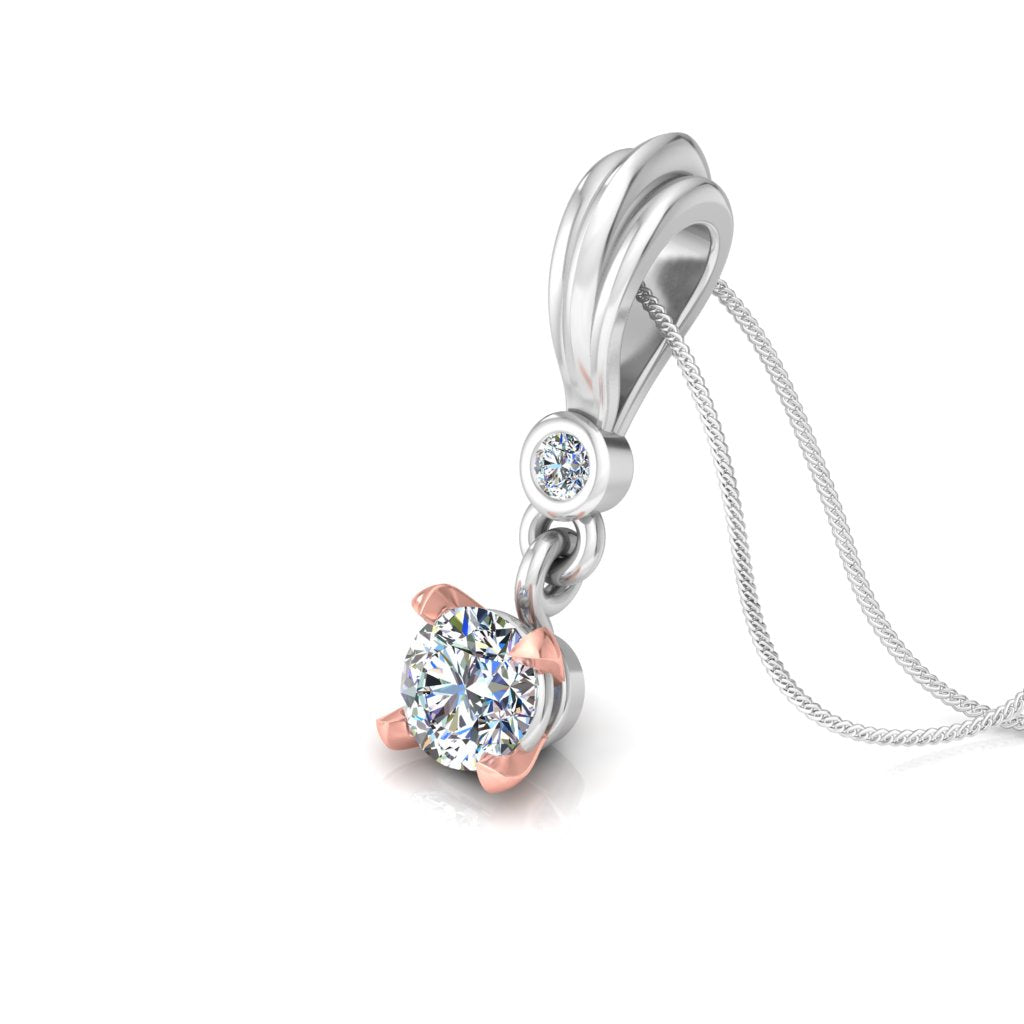 RKC Tropfenanhänger aus 925er-Sterlingsilber, 0,50 Karat, Rundschliff-Moissanit, 14 Karat zweifarbig vergoldet, 2,6 Gramm mit 16 mm