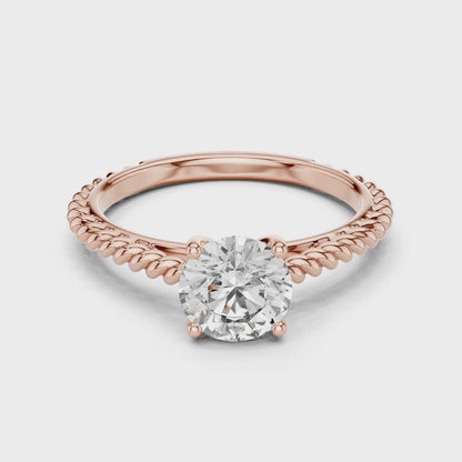 925 Silver Moissanite Classic Round Solitaire Engagement Ring 14K Gold Plated