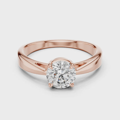 925 Silver Classic Round Brilliant Solitaire Engagement Ring 14K Gold Plated