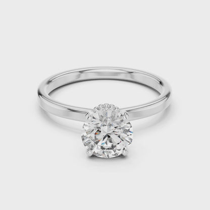 925 Silver Round Brilliant Moissanite Solitaire Engagement Ring 14K Gold Plated