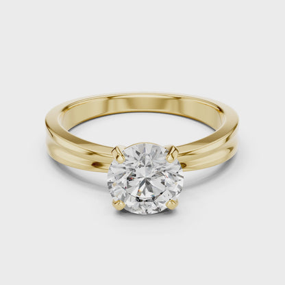 925 Silver Moissanite Solitaire Engagement Ring 14K Gold Plated