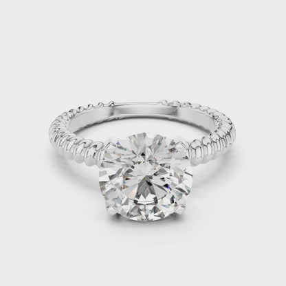 925 Silver Round Moissanite Solitaire Twisted Rope Engagement Ring