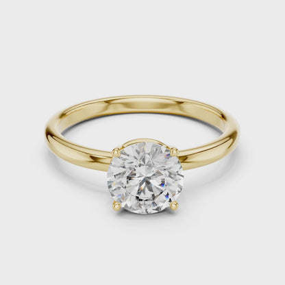 Classic Round-Cut Solitaire Engagement Ring – 14K Gold Plated 925 Sterling Silver