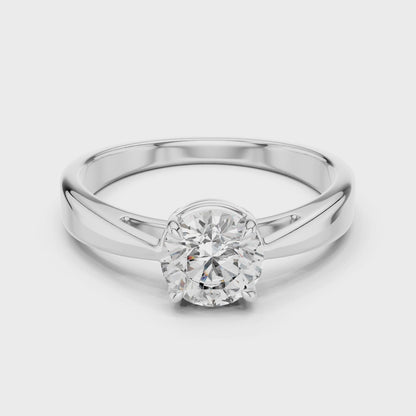 925 Silver Classic Round Brilliant Solitaire Engagement Ring 14K Gold Plated