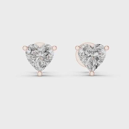 925 Silver Solitaire Heart Moissanite Stud Earrings 14k Gold Plated