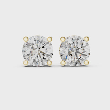 925 Silver 2CT Round Moissanite Stud Earrings 14k Gold Plated