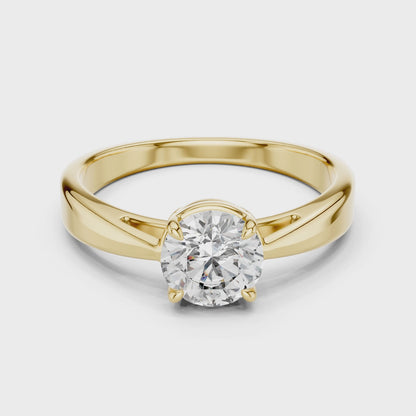 925 Silver Classic Round Brilliant Solitaire Engagement Ring 14K Gold Plated