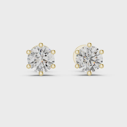 925 Silver 1.22 CT Round Moissanite Stud Earrings 14k Gold Plated