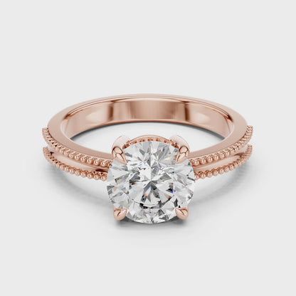 925 Silver Moissanite Solitaire Engagement Ring 14K Gold Plated