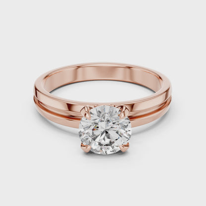 925 Silver Certified Moissanite Solitaire Engagement Ring 14K Gold Plated
