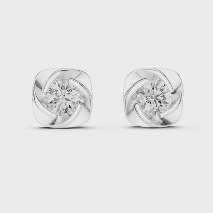 925 Silver 2 CT Swirl / Pinwheel Solitaire Moissanite Stud Earrings 14k Gold Plated