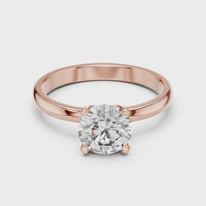 14K Gold Round Brilliant Solitaire Engagement Ring – Classic Four-Prong Setting 925 Silver