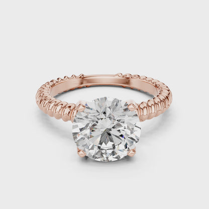 925 Silver Round Moissanite Solitaire Twisted Rope Engagement Ring