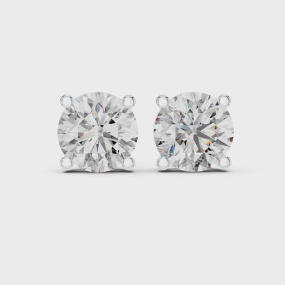 925 Silver 2CT Round Moissanite Stud Earrings 14k Gold Plated