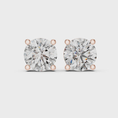 925 Silver 2CT Round Moissanite Stud Earrings 14k Gold Plated